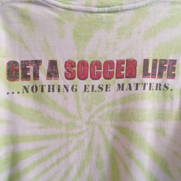 Boys L Green and White Tye Dyed Soccer Long Sleeve Tees Cotton Blend - Picture 3 of 3